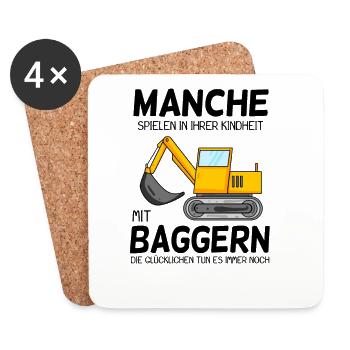 Bagger Spruch Erwachsene - Untersetzer (4er-Set) - Weiß - Vorne