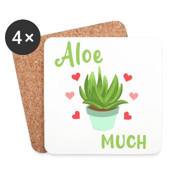 Aloe Vera Succulents - Coasters (set of 4) - white - Front