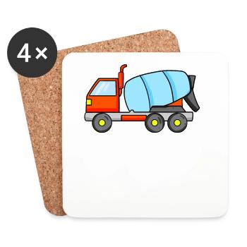 Construction vehicles Construction site Construction vehicle - Coasters (set of 4) - white - Front