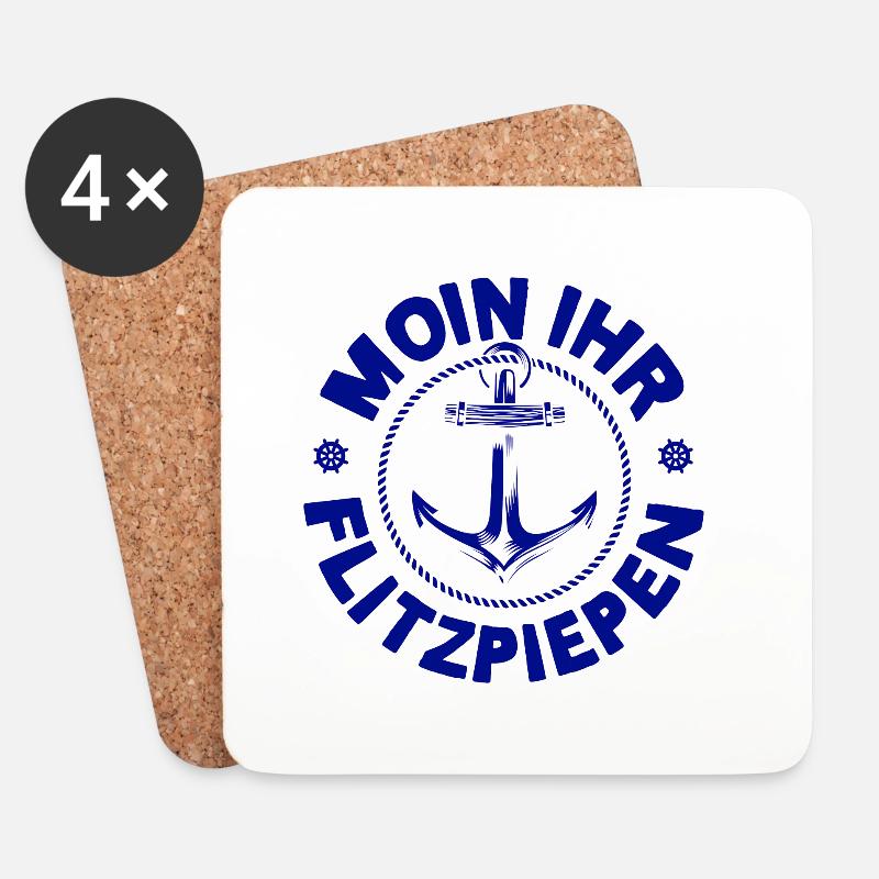 Moin Ihr Flitzpiepen Typisch Plattdeutsch Anker - Untersetzer (4er-Set) - Weiß