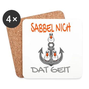 Anker mit Möwen Sabbel Nich Dat Geit - Untersetzer (4er-Set) - Weiß - Vorne