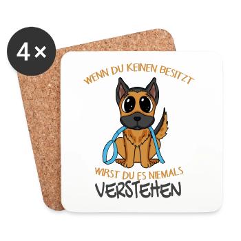 Deutscher Schäferhund - Untersetzer (4er-Set) - Weiß - Vorne