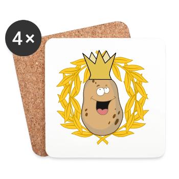 Roi pomme de terre Tuberelet légumes Couronne de laurier - Dessous de verre (lot de 4) - blanc - Devant