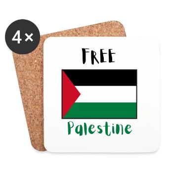 Free Palestine - Dessous de verre (lot de 4) - blanc - Devant