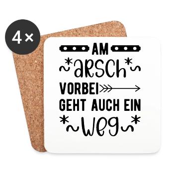 Am Arsch vorbei geht auch ein Weg - Untersetzer (4er-Set) - Weiß - Vorne