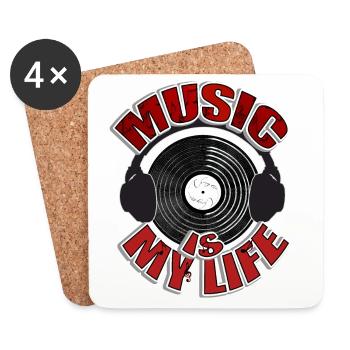 MUSIC is my life Headset - Coasters (set of 4) - white - Front