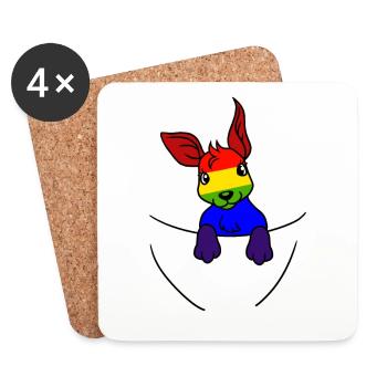 Koala LGBT Drapeau Arc-en-ciel Gay Pride Gay - Dessous de verre (lot de 4) - blanc - Devant