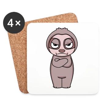 Paresseux agacé - Dessous de verre (lot de 4) - blanc - Devant
