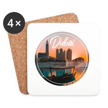 Bateau Skyline du Coucher de Dubaï - Dessous de verre (lot de 4) - blanc - Devant