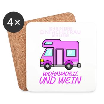 Wohnmobil und Wein - Untersetzer (4er-Set) - Weiß - Vorne