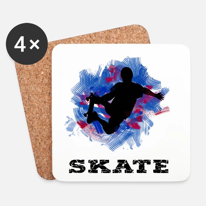 Skateboard - Untersetzer (4er-Set) - Weiß