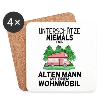 Alter Mann Wohnmobil - Untersetzer (4er-Set) - Weiß - Vorne