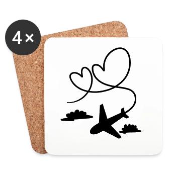 avion - Dessous de verre (lot de 4) - blanc - Devant