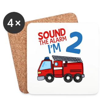 2 firefighters for their 2nd birthday gift - Coasters (set of 4) - white - Front