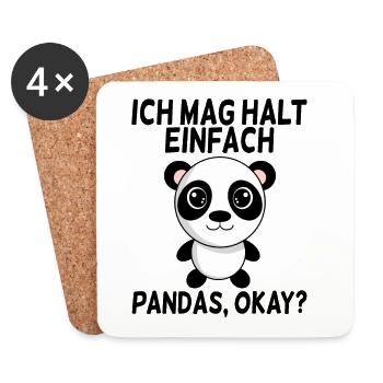 Ich mag Pandas - Untersetzer (4er-Set) - Weiß - Vorne