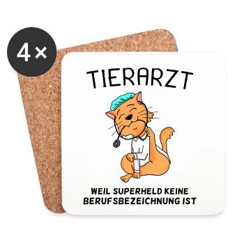 Tier Tierarzt Tiermedizin Geschenk - Untersetzer (4er-Set) - Weiß - Vorne