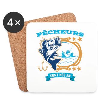 Anniversaire Pour Meilleur Pêcheur né en Juillet - Dessous de verre (lot de 4) - blanc - Devant