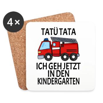 Kindergarten Feuerwehr Geschenk - Untersetzer (4er-Set) - Weiß - Vorne