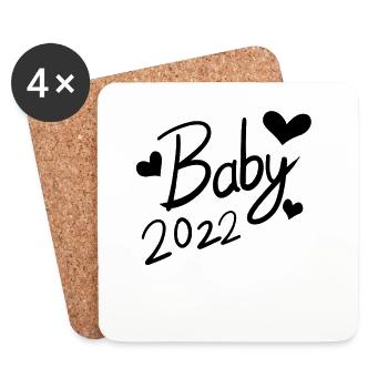 Baby 2022 - Neugeborenes 2022 Baby Geschenk - Untersetzer (4er-Set) - Weiß - Vorne