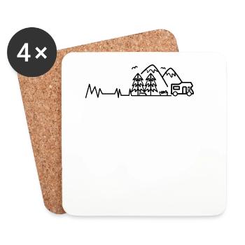 Herzschlag Berg Berge - Untersetzer (4er-Set) - Weiß - Vorne