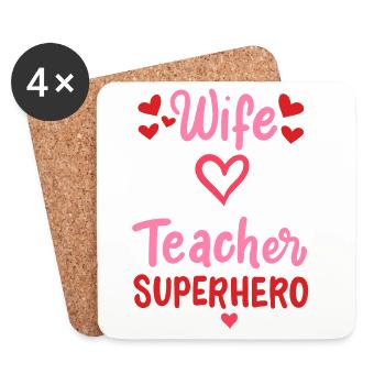 Muttertag Ehefrau Mama Lehrerin - Untersetzer (4er-Set) - Weiß - Vorne