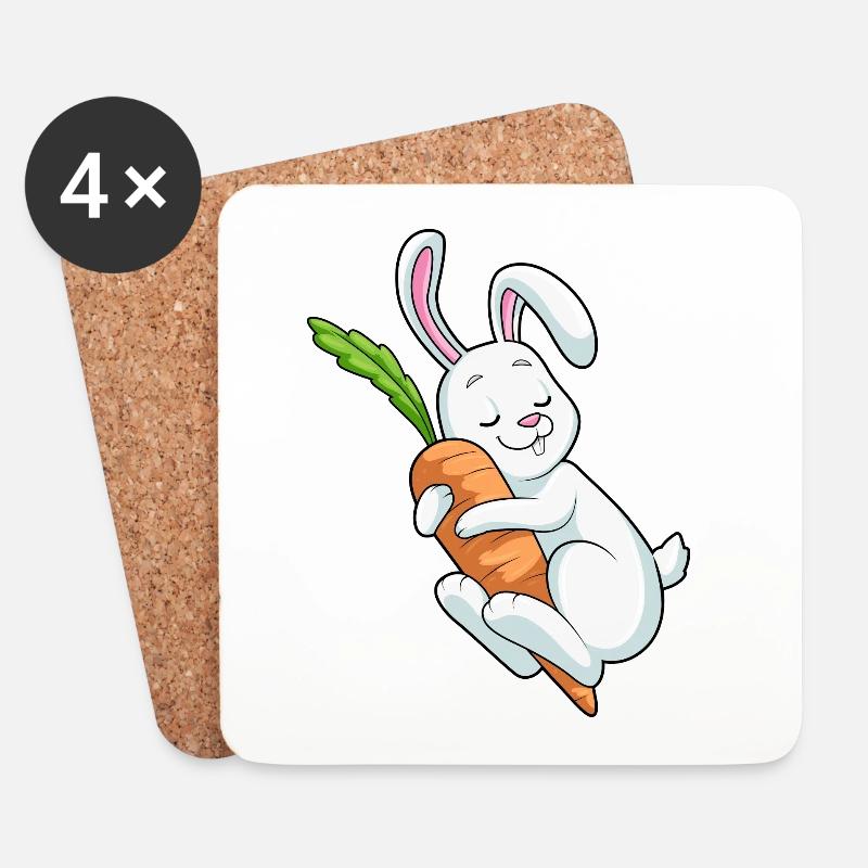 Hase Karotte - Untersetzer (4er-Set) - Weiß
