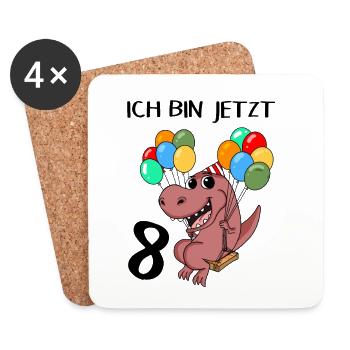8. Geburtstag - 8 Jahre alt - Kindergeburtstag - Untersetzer (4er-Set) - Weiß - Vorne