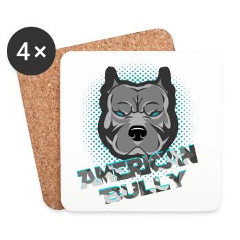 American Bully blue line Design - Coasters (set of 4) - white - Front