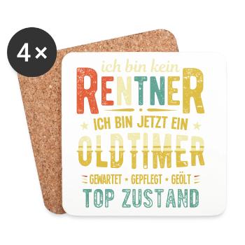 Ich bin kein Rentner sondern Oldtimer Ruhestand - Untersetzer (4er-Set) - Weiß - Vorne