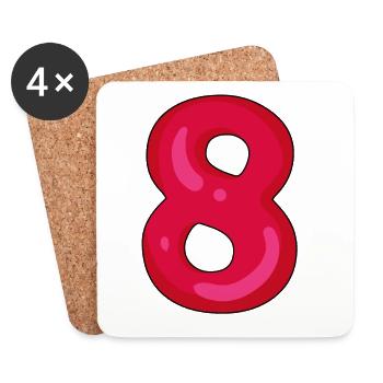 Numéro 8 - Nombre 8 - Dessous de verre (lot de 4) - blanc - Devant