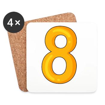 Numéro 8 - Nombre 8 - Dessous de verre (lot de 4) - blanc - Devant