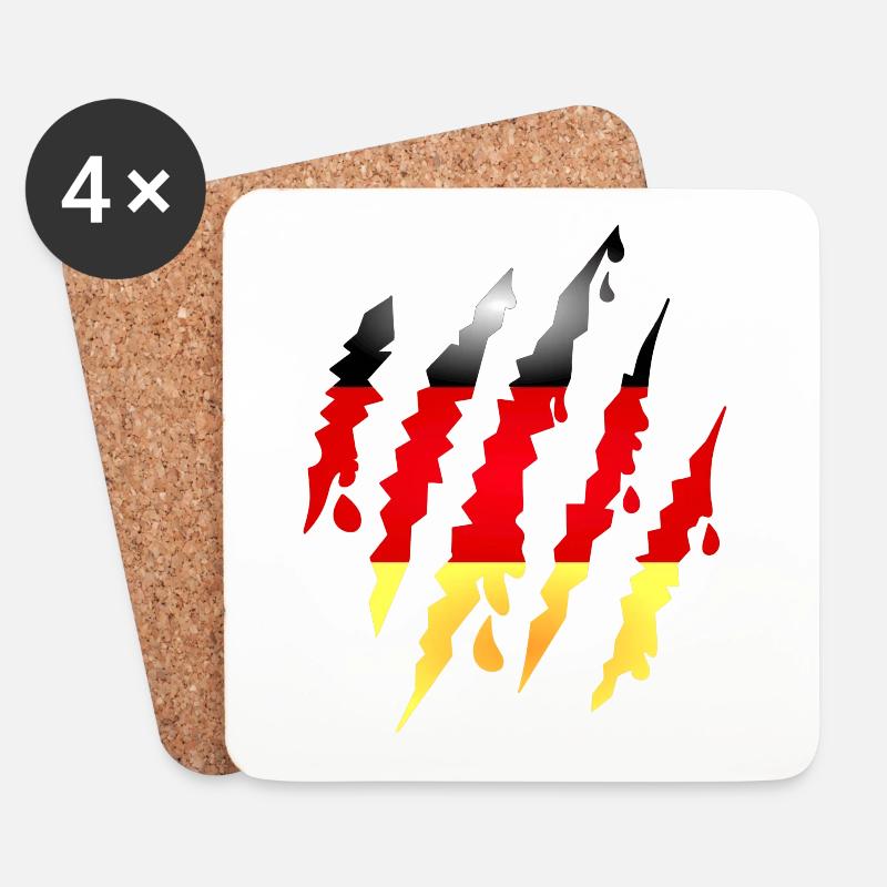 Krallen Kratzer mit Deutschland Flagge - Untersetzer (4er-Set) - Weiß