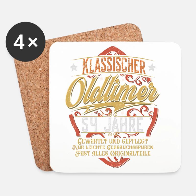 54. Geburtstag Oldtimer - Untersetzer (4er-Set) - Weiß