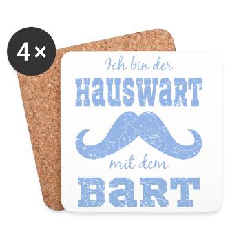 Lustiges Bart Motiv - Untersetzer (4er-Set) - Weiß - Vorne
