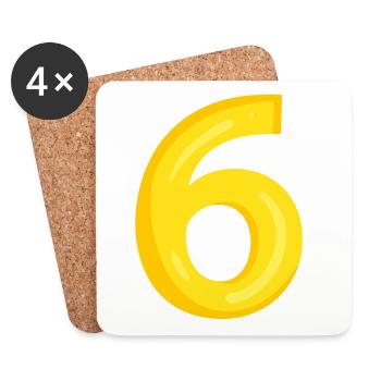 6 gelb - Untersetzer (4er-Set) - Weiß - Vorne