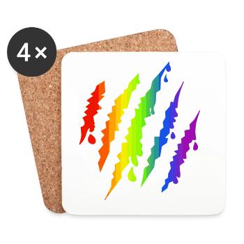 Pride LGBTQ Rainbow Scratch Mark - Coasters (set of 4) - white - Front