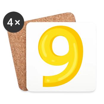 9 jaune - Dessous de verre (lot de 4) - blanc - Devant