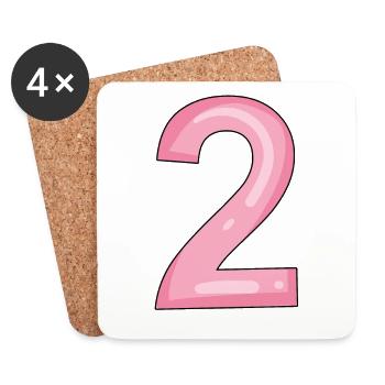 2 rosa - Untersetzer (4er-Set) - Weiß - Vorne