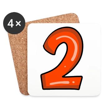 2 rot - Untersetzer (4er-Set) - Weiß - Vorne