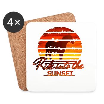 Pferde Sonnenuntergang Vintage Reiten - Untersetzer (4er-Set) - Weiß - Vorne