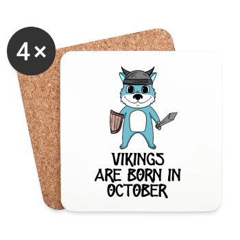 Mois de naissance mois d’octobre cadeau - Dessous de verre (lot de 4) - blanc - Devant