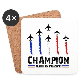Champion Made In France, Pilotes Français - Dessous de verre (lot de 4) - blanc - Devant
