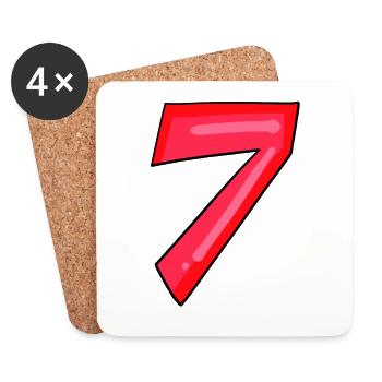 7 rot - Untersetzer (4er-Set) - Weiß - Vorne