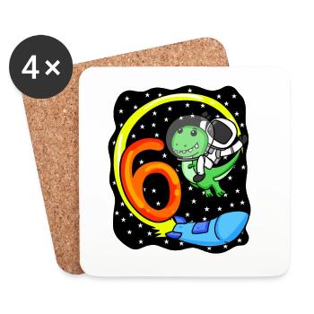 6ème anniversaire astronaute 6 ans garçon cadeau - Dessous de verre (lot de 4) - blanc - Devant