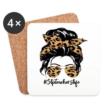 Leopard Bow Hair & Sunglasses - Coasters (set of 4) - white - Front