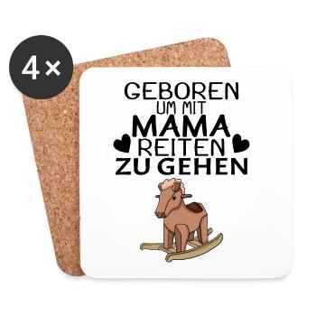 Geboren um mit Mama reiten zu gehen - Untersetzer (4er-Set) - Weiß - Vorne
