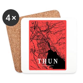 Thun city map in red contrast - Coasters (set of 4) - white - Front