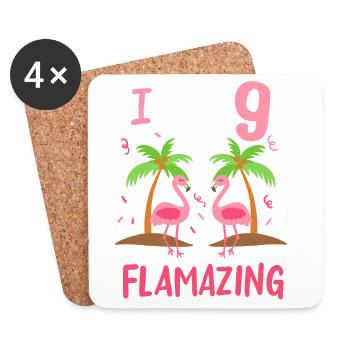 9. Geburtstag Flamingo - Untersetzer (4er-Set) - Weiß - Vorne