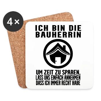 Bauherrin Hausbau Baustelle Richtfest - Untersetzer (4er-Set) - Weiß - Vorne