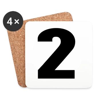 Numéro 2 - Nombre 2 - Dessous de verre (lot de 4) - blanc - Devant